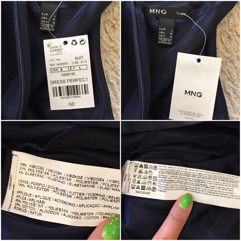 Mango MNG Bateau Neckline Bow Accent Shift Dress - Picture 5 of 5